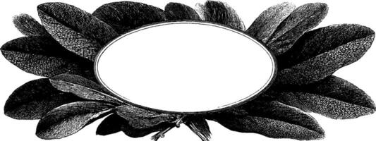 Oval frame with engraved leaves design for decorative art projects. vector