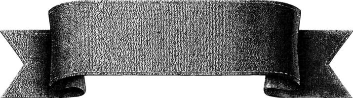 Vintage engraved stitched fabric banner design for retro projects. vector