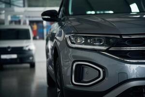 Close up ,view of modern black car that is parked photo
