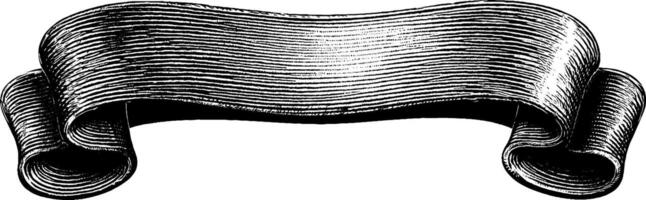 Engraved scroll banner with curl design for print and decorative use. vector