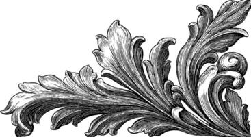 Elegant engraved floral corner design for decorative projects. vector