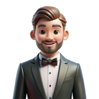 dynamic impressive Groom in tuxedo, wedding portrait, with Transparent Background high quality png