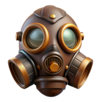 calm splendid Hyper-specific, concept art style isolated cutout of a steampunk gas mask with brass fittings and tinted lenses Ultra-detailed with Transparent Background artisan png