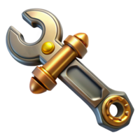 captivating distinguished Hyper-specific, concept art style isolated cutout of a steampunk wrench with ornate engravings and brass accents Ultra-detailed render with Transparent Background png