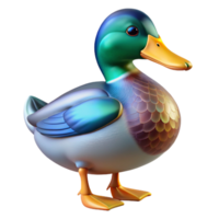 glorious dynamic futuristic Duck, mallard, iridescent feathers with Transparent Background high resolution png