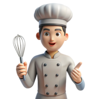 beautiful exemplary Chef in uniform holding a whisk with Transparent Background png