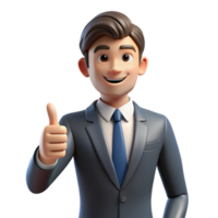 exemplary industrial Businessman in suit giving a thumbs up with Transparent Background detailed png