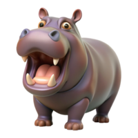 bold beautiful Hippopotamus, open mouth, large teeth with Transparent Background sharp png