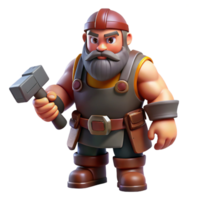 gorgeous exceptional A muscular dwarf blacksmith holding a hammer with Transparent Background png