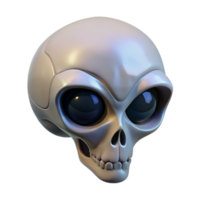 dramatic impressive Alien skull with elongated cranium and large eye sockets with Transparent Background high resolution png