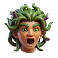 coveted classic Photorealistic, isolated cutout of a single Gorgon's severed head, hyper-specific, professional render, concept art style with Transparent Background flawless png