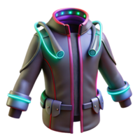 glorious mysterious vintage Cyberpunk clothing with integrated LEDs and fiber optic cables with Transparent Background masterfully captured png