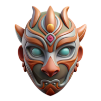 captivating rare A single, abstract mask with intricate tribal designs, with Transparent Background png