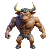 enchanting acclaimed Minotaur, half-bull, half-man, aggressive stance, with Transparent Background png