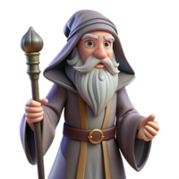 captivating dramatic abstract A wise old wizard with a long white beard, holding a staff, with Transparent Background luxury png