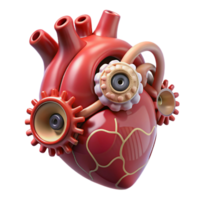 fascinating classic Ultra-detailed, professional render of a levitating human heart made of interconnected gears and wires with Transparent Background precision png