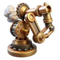 captivating tranquil urban Steampunk robotic arm with exposed gears and steam vents with Transparent Background studio quality png
