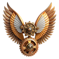 captivating distinguished Steampunk wings made of gears, clockwork, and brass feathers with Transparent Background png