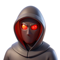fascinating dynamic nordic A mysterious, hooded figure with glowing red eyes with Transparent Background perfect clarity png