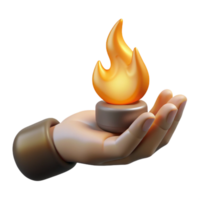 fascinating memorable Concept art style, isolated cutout of a single, disembodied hand holding a flickering flame with Transparent Background png