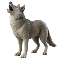dazzling bold modern Photorealistic professional render, isolated cutout of a single wolf howling with Transparent Background exclusive png