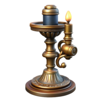 captivating abstract Steampunk candlestick with intricate detailing and a brass base with Transparent Background studio quality png