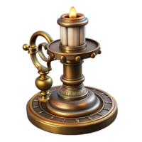 captivating distinguished Steampunk candlestick with intricate detailing and a brass base with Transparent Background png