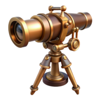 exquisite distinctive Steampunk telescope with brass and copper accents and a tripod mount with Transparent Background png