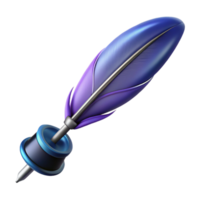 glorious distinctive Ultra-detailed, professional render of a levitating feather pen writing invisible ink with Transparent Background png