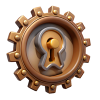fascinating coveted Steampunk keyhole with intricate gears and a hidden lock mechanism with Transparent Background png