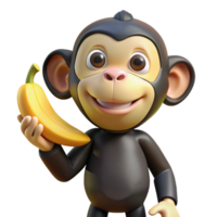 glorious joyful artistic Chimpanzee, holding a banana banana not visible, mischievous expression with Transparent Background sharp png