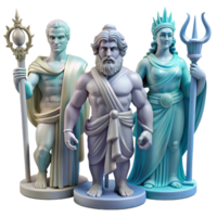 gorgeous harmonious creative Mythological Statues, set of individual statues with Transparent Background detailed png