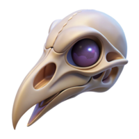 captivating tranquil abstract Ultra-detailed, photorealistic isolated cutout of a biomechanical bird skull with optical enhancements with Transparent Background museum quality png