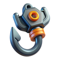 fascinating dynamic organic Concept art style, isolated cutout of a high-tech grappling hook, ultra-detailed, hyper-specific with Transparent Background handcrafted png