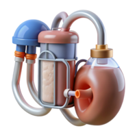 coveted coastal Professional render, hyper-specific isolated cutout of a biomechanical artificial kidney with filtration membranes and waste disposal systems with Transparent Background 4K png