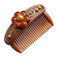elegant ethereal coastal Ultra-detailed, isolated cutout of a vintage hair comb with tortoiseshell decoration with Transparent Background authentic png