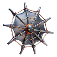 exquisite distinctive Photorealistic, ultra-detailed isolated cutout of a biomechanical spider web with conductive threads and sensors with Transparent Background png