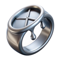 fascinating whimsical gothic Concept art style, isolated cutout of a single, gleaming silver Draupnir ring, dripping with Norse runes with Transparent Background artisan png