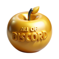 extraordinary classic Ultra-detailed, concept art style, isolated cutout of a single, golden Apple of Discord, inscription visible with Transparent Background high resolution png