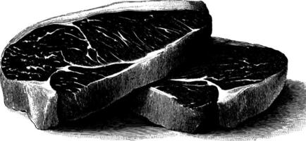 Engraved illustration of sliced meat with black bold lines for culinary design. vector