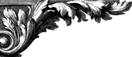 Elegant engraved floral corner design for decorative projects and art inspirations. vector