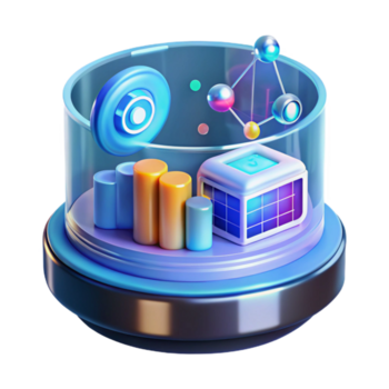 gorgeous geometric Holographic display, futuristic interface icons, data streams with Transparent Background artisan png