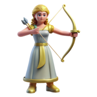 distinctive tropical Artemis, Goddess of the Hunt, with bow and arrow, with Transparent Background original png