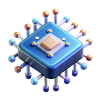 energetic beautiful Artificial intelligence chip with glowing circuits and data pathways with Transparent Background top-tier png