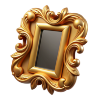 glorious energetic victorian Concept art style, isolated cutout of an Art Nouveau picture frame, gilded wood, intricate leaf and vine design with Transparent Background fine detail png