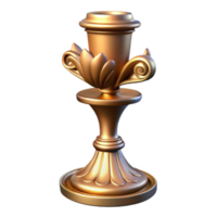 exquisite victorian Hyper-specific, professional render, isolated cutout Art Nouveau candlestick, brass, elongated shape, stylized floral base with Transparent Background genuine png