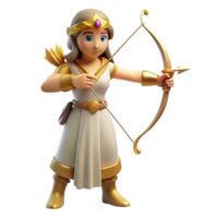 elegant exemplary Artemis, Goddess of the Hunt, with bow and arrow, with Transparent Background png