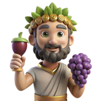enchanting renaissance Dionysus, God of Wine, holding a grapevine, with Transparent Background top-tier png