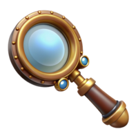 beautiful distinctive Steampunk magnifying glass with an ornate handle and brass frame with Transparent Background png