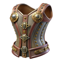 exemplary abstract Steampunk corset with metal buckles and intricate lacing with Transparent Background museum quality png